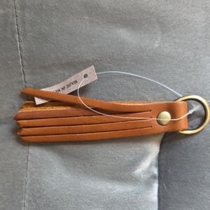 PLG Brown Leather Tassel Keychain